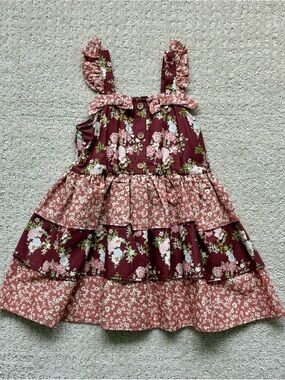 Happy Threads Girls 2T Cottagecore Floral Tiered Dress